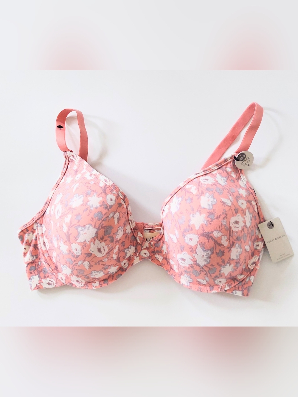 Lucky Brand Size 40D Super Soft Padded Floral T Shirt Bra Underwire NWT